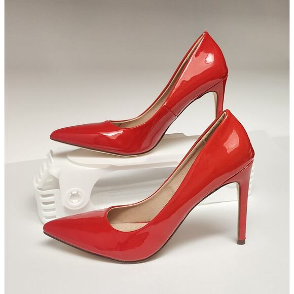 Chase & Chloe LALA-4 Faux Patent Leather Red Pump Heel Shoes Size 7M - Picture 8 of 13